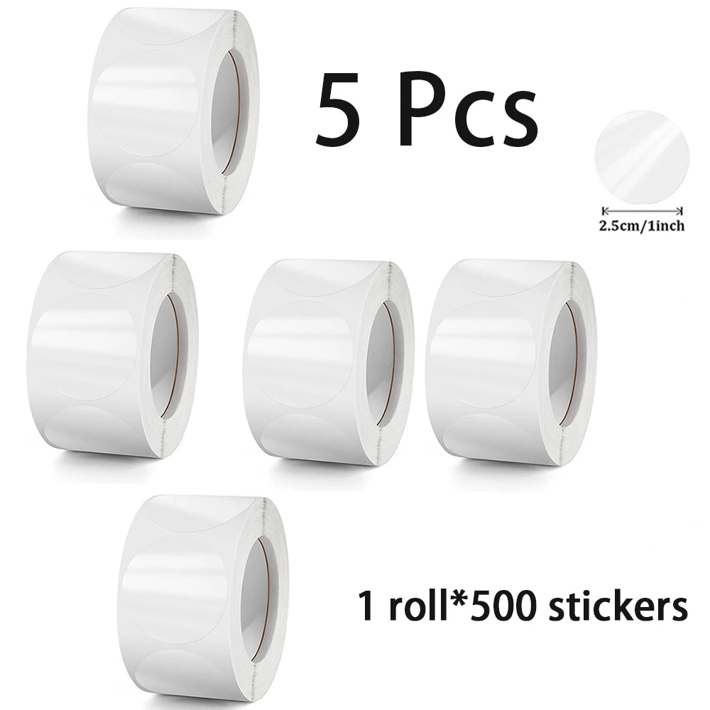 1"/1.5" Round Clear PVC Stickers Crystal Transparent Envelope Tab Sealer Retail Package Clear Seal Self Adhesive Label Sticker Qme 2.5cm - 5 roll