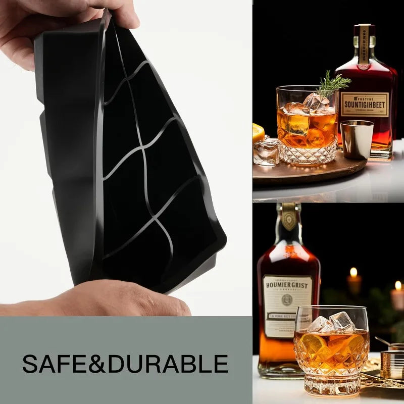 8/15 Grids Silicone Ice Cube Tray Square Ice Cube Mold Reusable Ice Cube Mold for Whiskey Cocktail Juice Drinking Qme