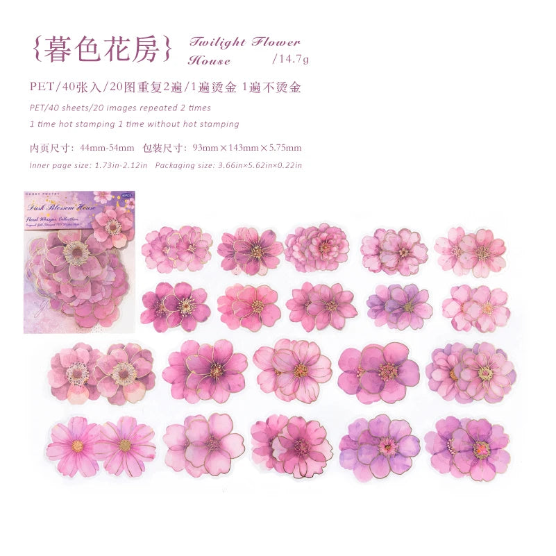 20/40 Pcs Kawaii Creative flower plant Sticker Pack hand tent DIY Stick Labels Scrapbooking Stickers Junk Journal Supplies Qme F2