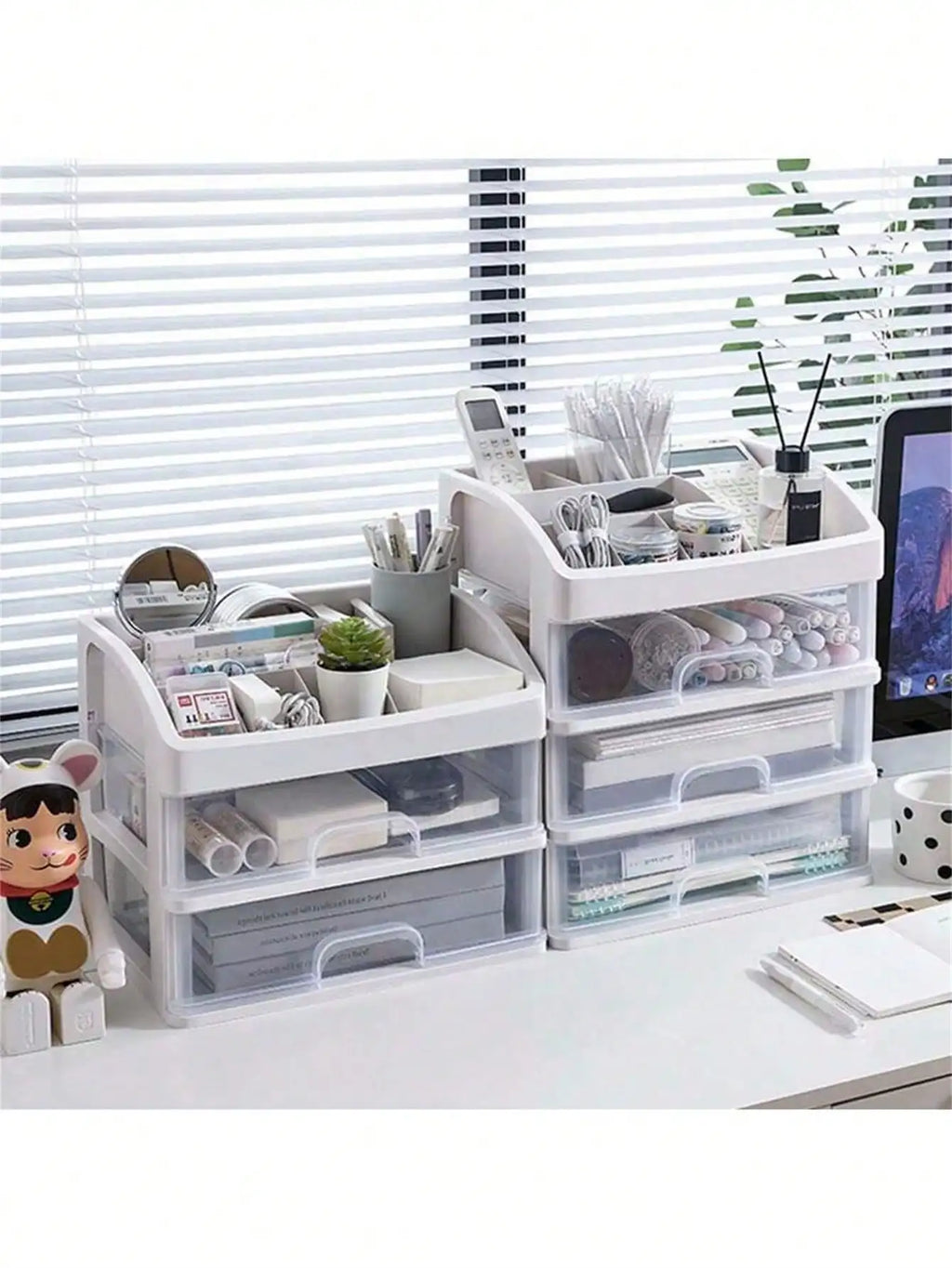Multifunctional Transparent Plastic Desktop Storage Box Dust-proof Qme
