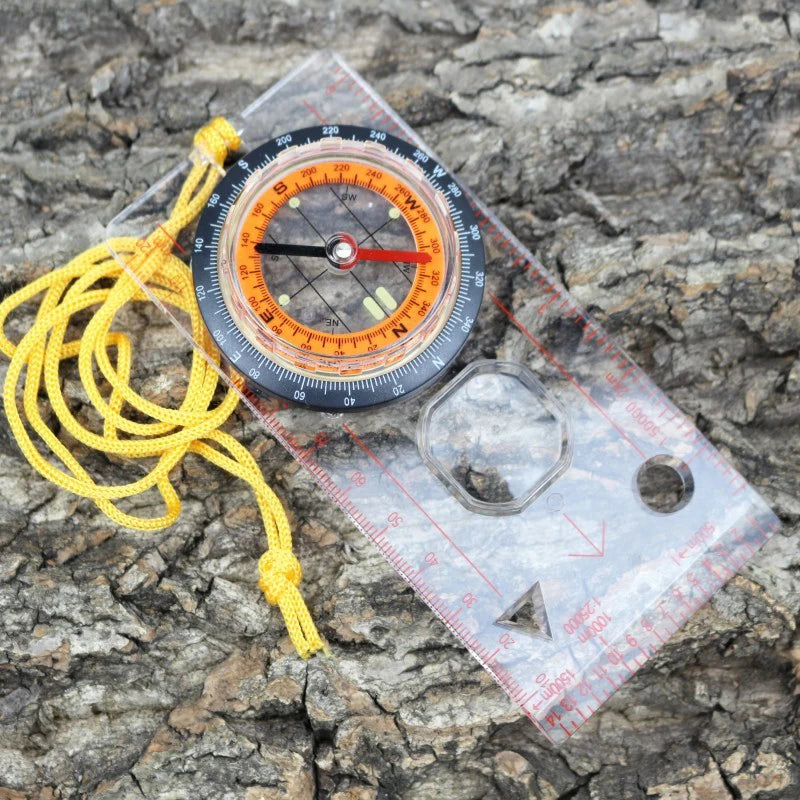 Portable Compass Scale Ruler Multifunction Map Lanyard Outdoor Qme