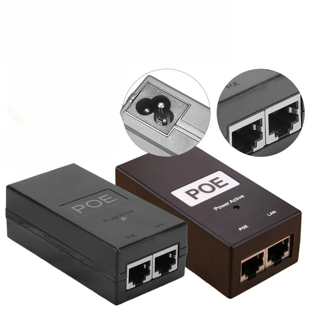2pcs 24V 48V Desktop POE Power Injector Ethernet Adapter for Surveillance CCTV IP Camera Power Supply with Security Protection Qme