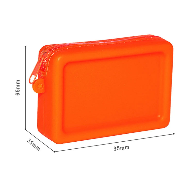 Silicone Organizer Cosmetic Bag Waterproof Smooth Zipper Earphone Holder Color Wallet Coin Purse Portable Pouch Qme S Orange