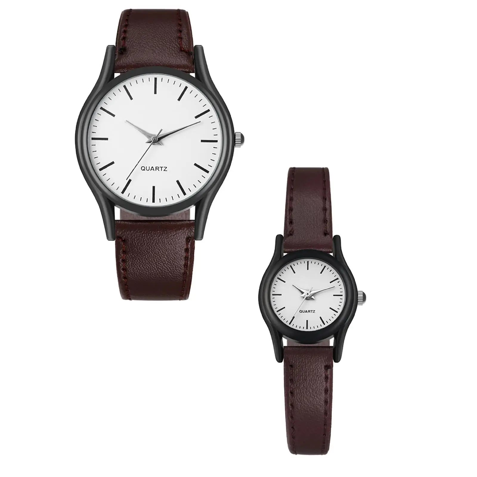 New Couples Watches Leather Strap Minimalist Fashion Quartz Wristwatches Multiple Colors Clothing Accessory Casual Simple Watch Qme 2pc 4