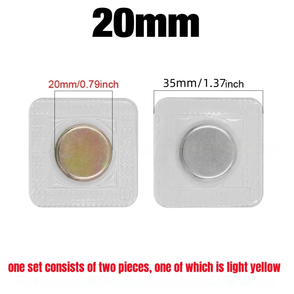1Pair PVC Invisible Strong Magnetic Snaps Button Hidden Magnetic Fastener for Handbag Clothing Clasp DIY Craft Sewing Supplies Qme 20mm(Round)