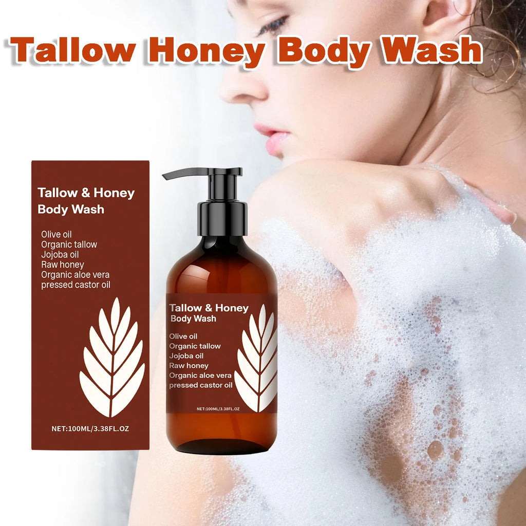 Tallow Honey Body Wash Gentle Cleansing Shower Gel Moisturizing Refreshing Smoothing Brightening Remove Dirt Hydrating Shower Ge Qme