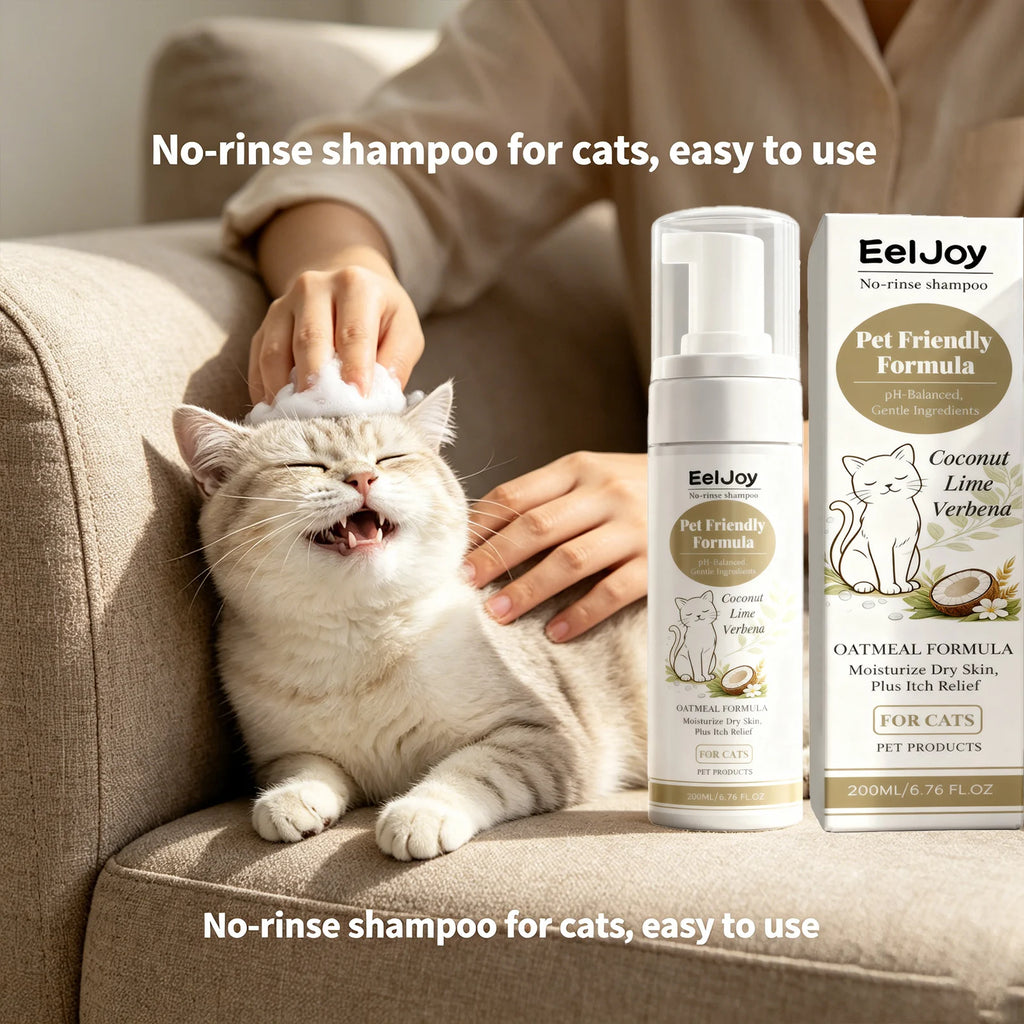 Fragrant Cat Shampoo Moisturizing Remove Dirt Reduce Odors Control Oil Relieve Itching No-Rinse Hypoallergenic Cat Shampoo Foam Qme