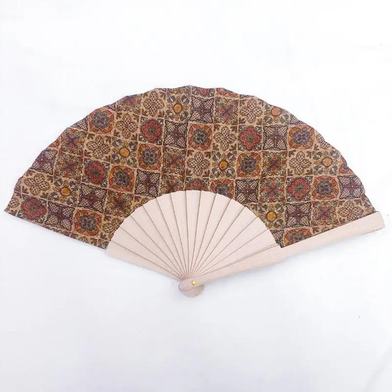 Vintage Bohemian Cork Folding Fan Props Graft Hand Held Home Decor Qme A9