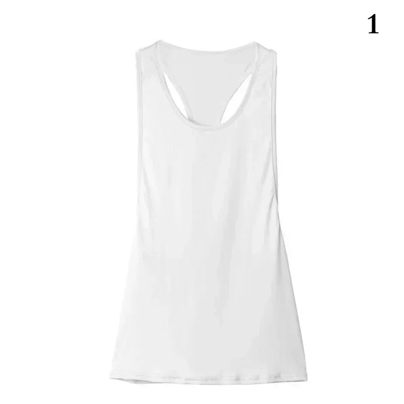 Sports Overshirt Women's Fitness Tank Back T-shaped Quick Dried Slim Qme white S