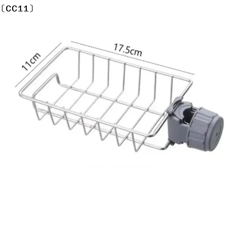 Kitchen Stainless Steel Sink Drain Rack Sponge Storage Faucet Holder Qme
