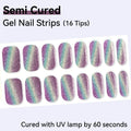 16Tips Semi-cured Gel Nail Sticker Colorful French Glitter UV LED Qme NF240068