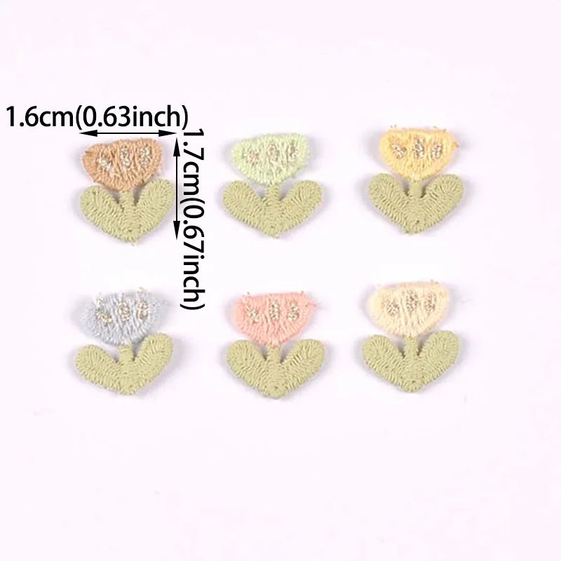 20pcs 16x17mm Assorted Color Tulip Embroidered Appliques,Sewing Decoration DIY Clothes Hair Accessories No Glue cp3854 Qme