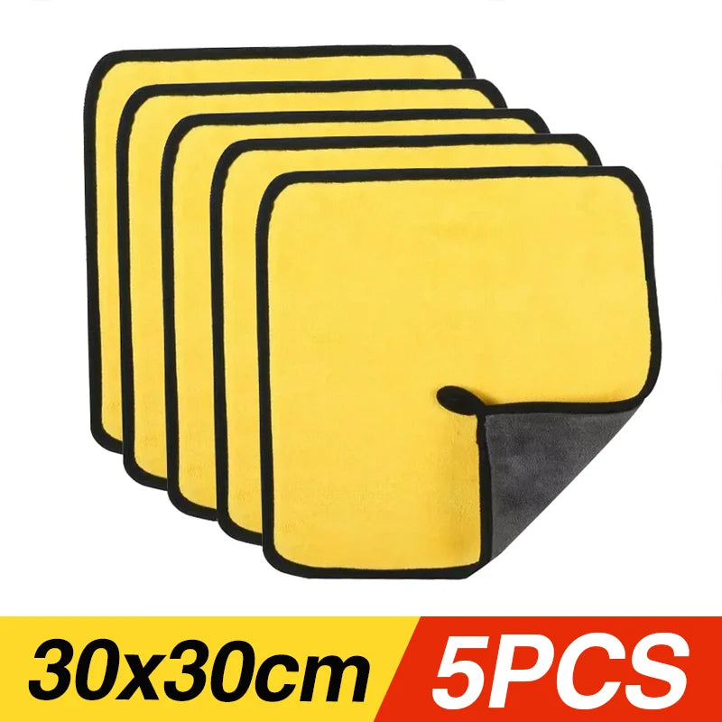 10/5/3/1pcs Thicken Microfiber Car Cleaning Towels Soft Quick Drying Windows Mirrors Wiping Rags Home Double Layer Clean Cloths Qme 5pcs 30x30cm