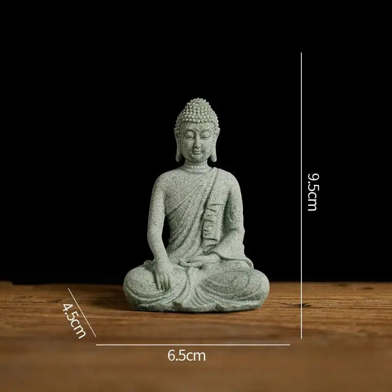 Mini Thai Green Sandstone Figurine Buddha Desk Decor Office Zen Qme A4