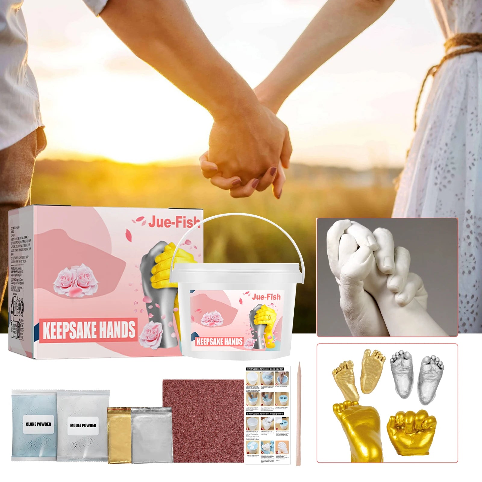 Hand Model DIY Clone Powder Enhancing Emotions Promoting Communication Anniversary Gift Festival Commemoration 3D Hand Model Set Qme