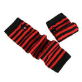Women Fashion Lady Striped Elbow Gloves Warmer Knitted Long Qme SB757 Length -32cm
