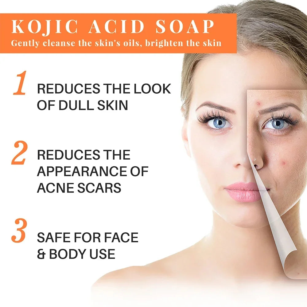 Handmade Kojic Acid Soap Natural Mild Non-irritating Brightening Skin Exfoliator Body Face Cleansing Whitening Soap Qme