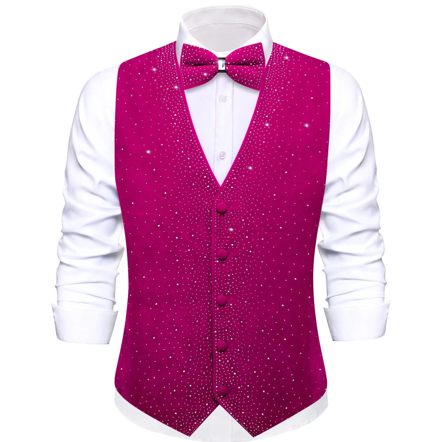 Men's Sparkly Glitter Vest Matching Bow Tie Multi Options Parties Qme HT-MJ-0164 M