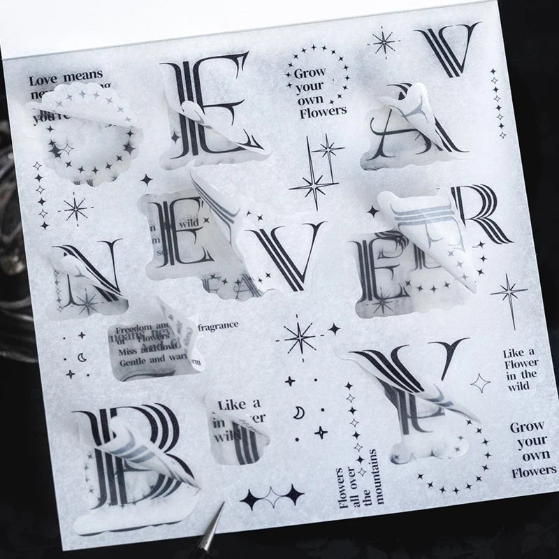 Sticker Book 10pcs/bag Art Alphabet Sticker Book Minimalist Fashion Style Stickers DIY & Scrapbook Diary Decorative Sticker Book Qme