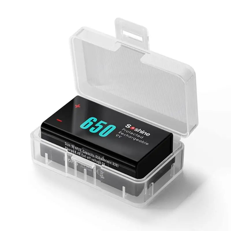 9V Battery Holder Transparent Plastic Storage Boxes Durable Cell Qme