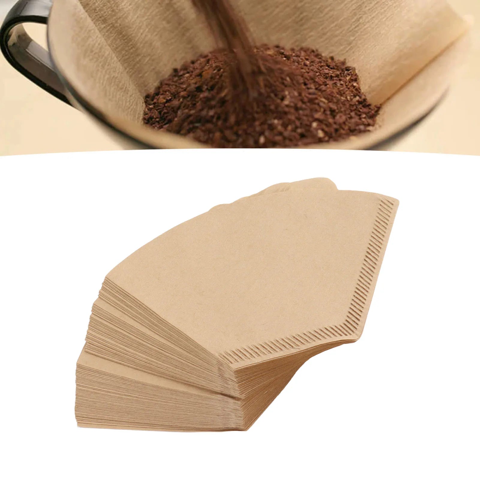 100 Count Cone Coffee Filters Paper Disposable Coffee Filter for 1-2 Cup Pour Over Drip Coffee Maker Natural Unbleached Brewing Qme