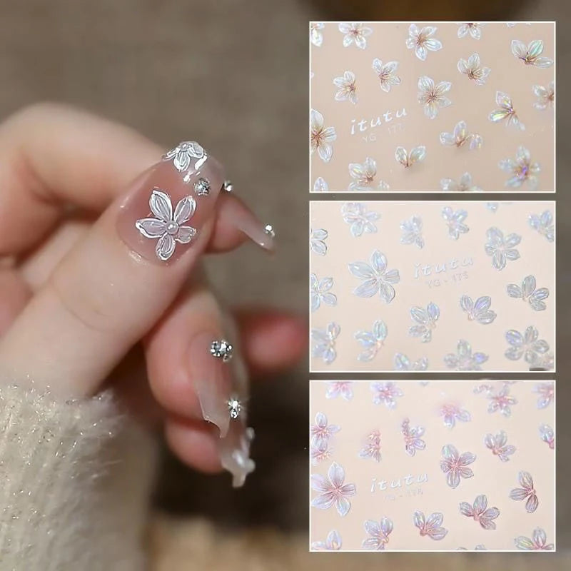 Mini 5-Petal Flower Nail Sticker Colorful DIY Decal Fresh Small Art Qme