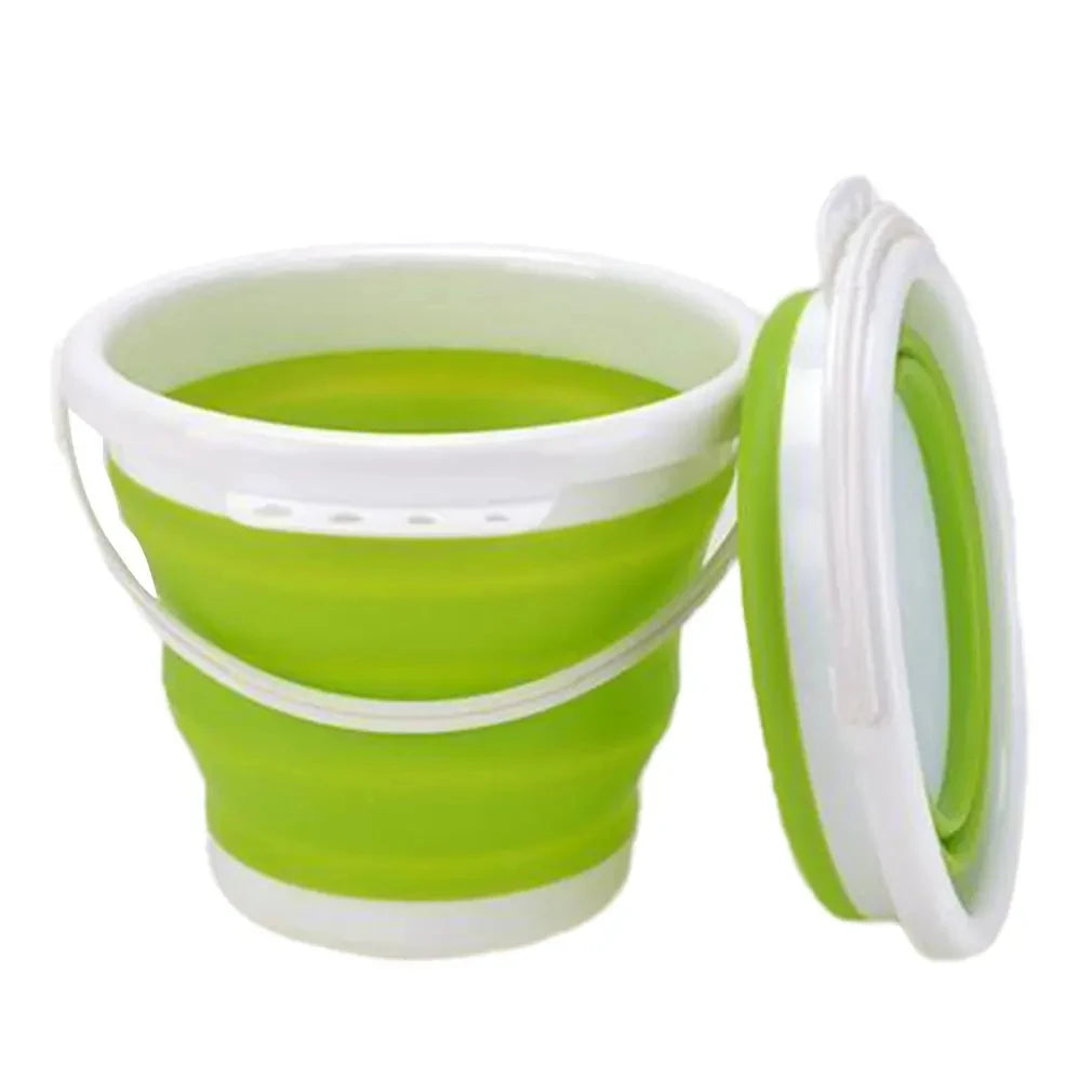 3L Collapsible Bucket Portable Folding Water Bucket Car Washing Fishing Bucket Household Plastic Travel Outdoor Camping Bucket Qme green