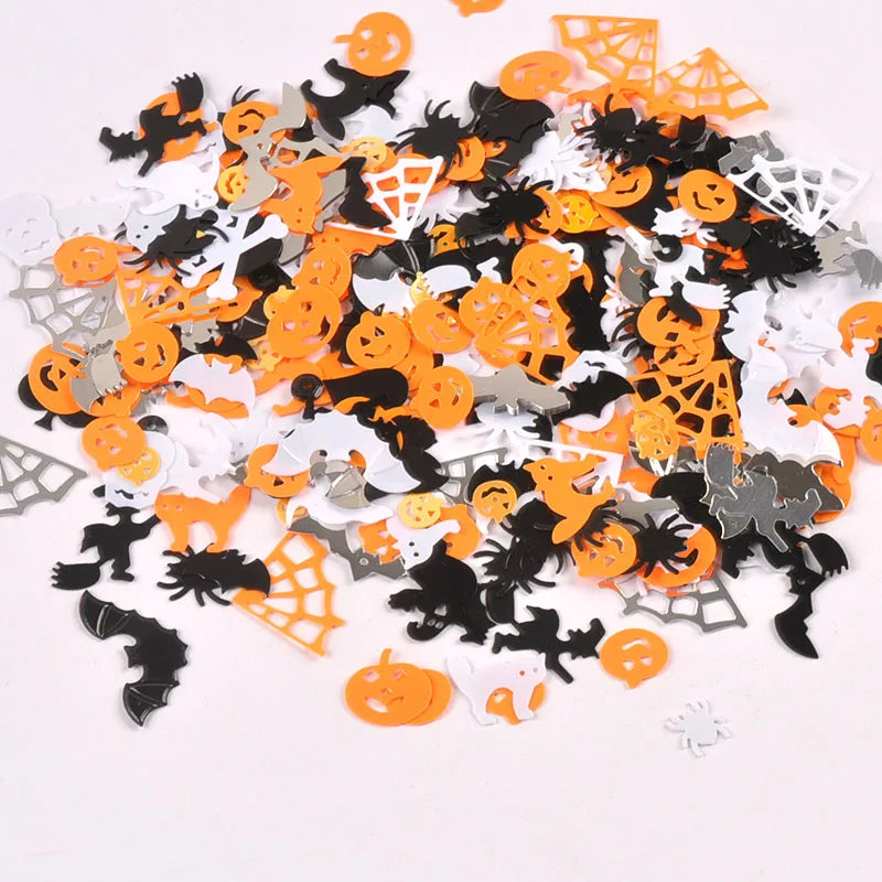 20g 9-28mm Halloween Spider/Web/Pumpkin/Bat Mixed Pattern PVC Confetti Sequins Table Holiday Decoration For Party Supplies c3765 Qme