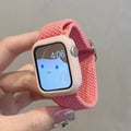 Korean Cute Braied Strap + Case For Apple Watch Band 49mm 46mm 45 44 38 42 Nylon Bracelet For iWatch Series 10 9 8 7 6 5 4 3 SE Qme Pink For Series456SE 40MM