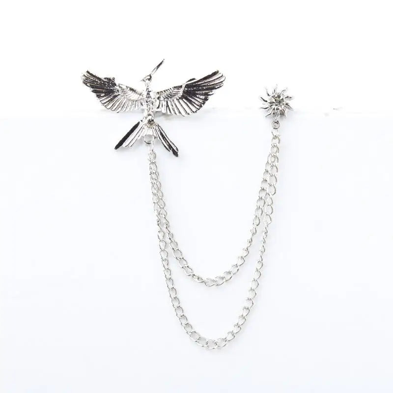 Creative Eagle Shaped Metal Chain Brooches Pin Man Suit Shirt Lapel Pin Women Jewelry Accessries Qme Silver