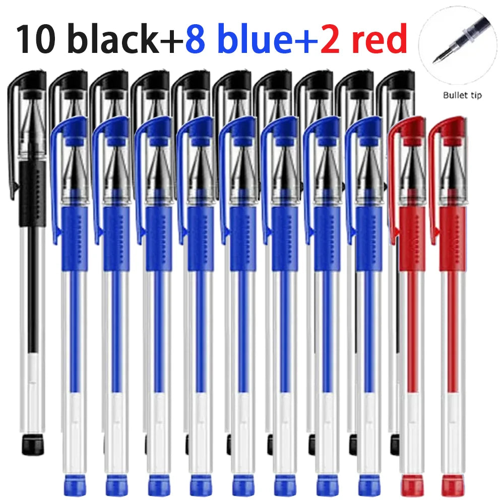 20-100Pcs Minimalist Gel Rollerball Pens Multi-purpose Smooth Writing Gel Pens Office Student Daily School Stationery Supplies Qme 10black 8blue 2red