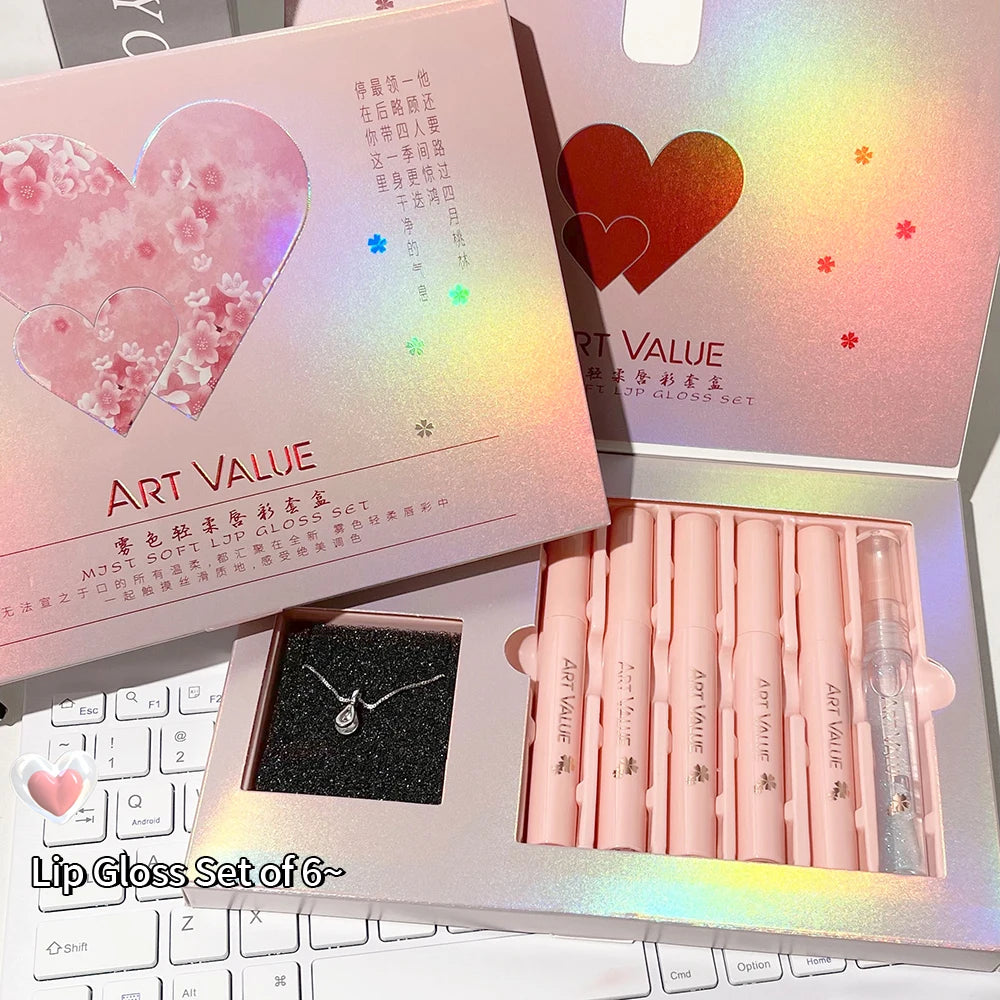 Lip Gloss Set Waterproof Moisturizing Makeup Matte Liquid Lipstick Kit Lip Balm Oil Nourishing Necklace Gift Lip Stick Cosmetics Qme Liquid Lipstick Kit