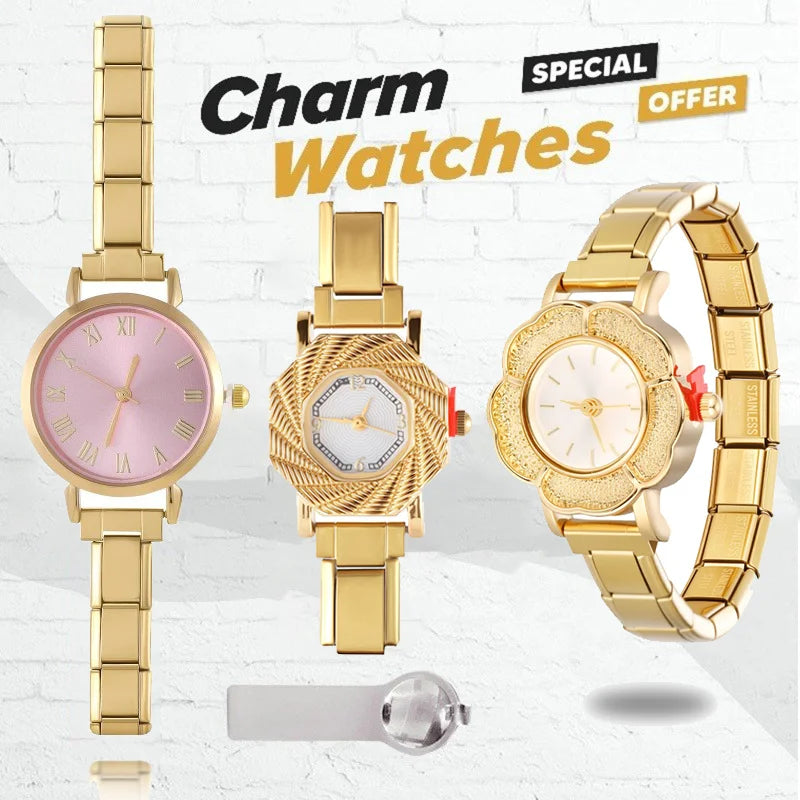 Wholesale Fashion Women's Mens Stainless Steel Round Hexagon Flower Shape High Quality Watch Bracelet For Friend DIY Watch Gifts Qme