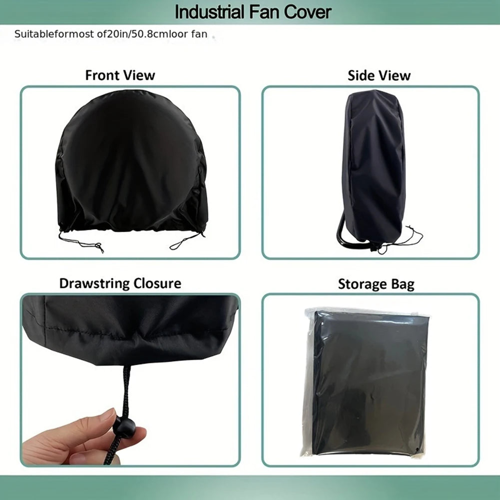 1pcs 210D Oxford Cloth Foldable Industrial Electric Fan Cover Fan Cover Sun Protection Dust Cover 61x19x61cm Black Qme