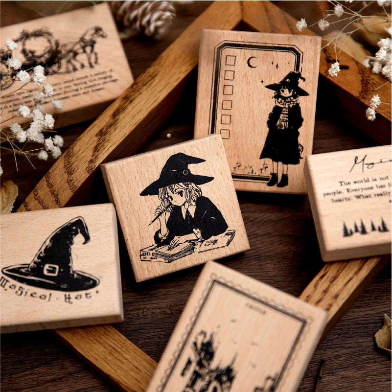 Magical Fairy Tales Handbook Seal DIY Retro Literary Daily Decoration Wooden Seal stamp Creative Stationery stamp wooden stamp Qme