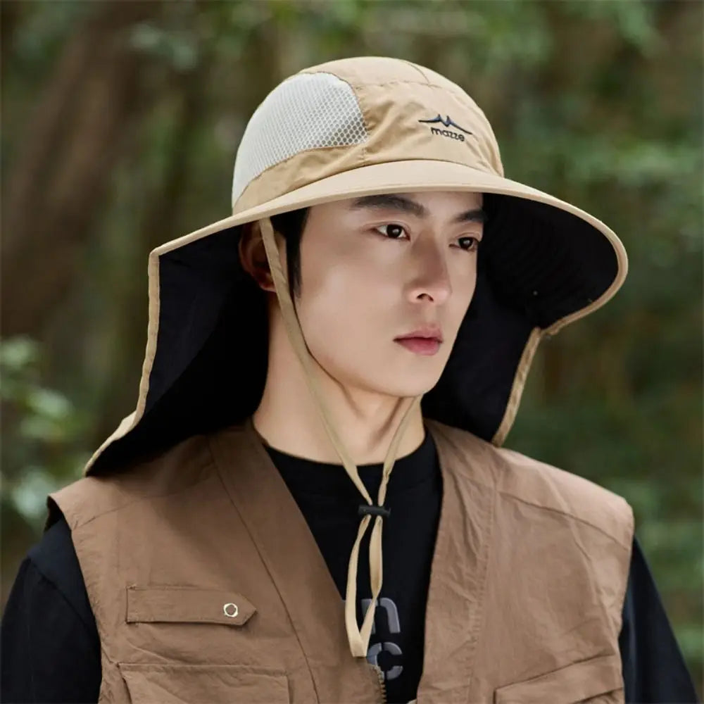 Fashion Mesh Men Fishing Hat UV Protection Sunscreen Male Fisherman Cap Mountaineering Portable Outdoor Sun Hat Hiking Qme