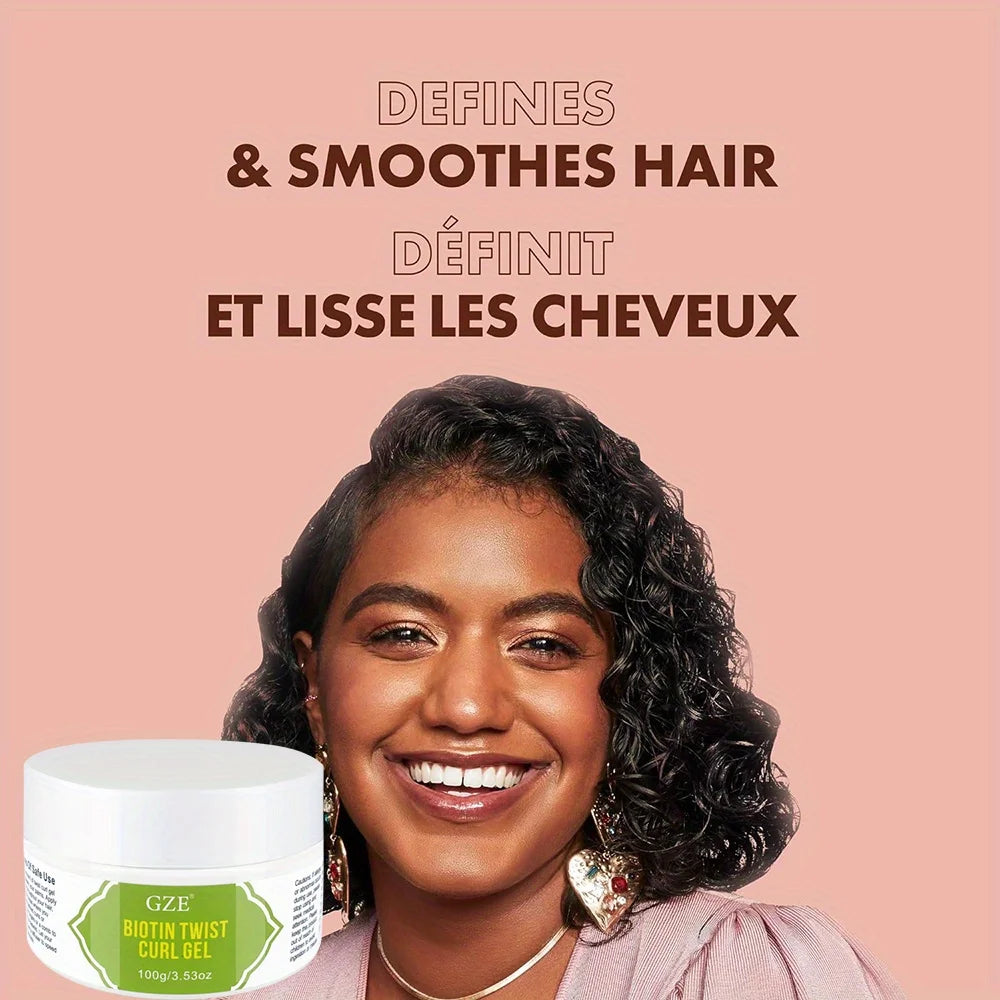 GZE Biotin Twist Curl Gel Hair Growth - Hydrating Styling Gel with Biotin for Stronger, Healthier Hair - Defines Curls Qme