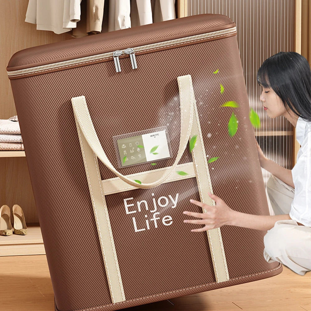 Extra Large Capacity Quilt Moving Storage Bag Dustproof Clothes & Blanket Packing Sack for Home Use Heavy Duty & Foldable Qme