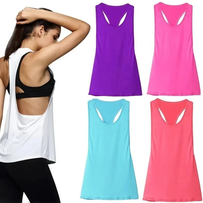 Sports Overshirt Women's Fitness Tank Back T-shaped Quick Dried Slim Qme