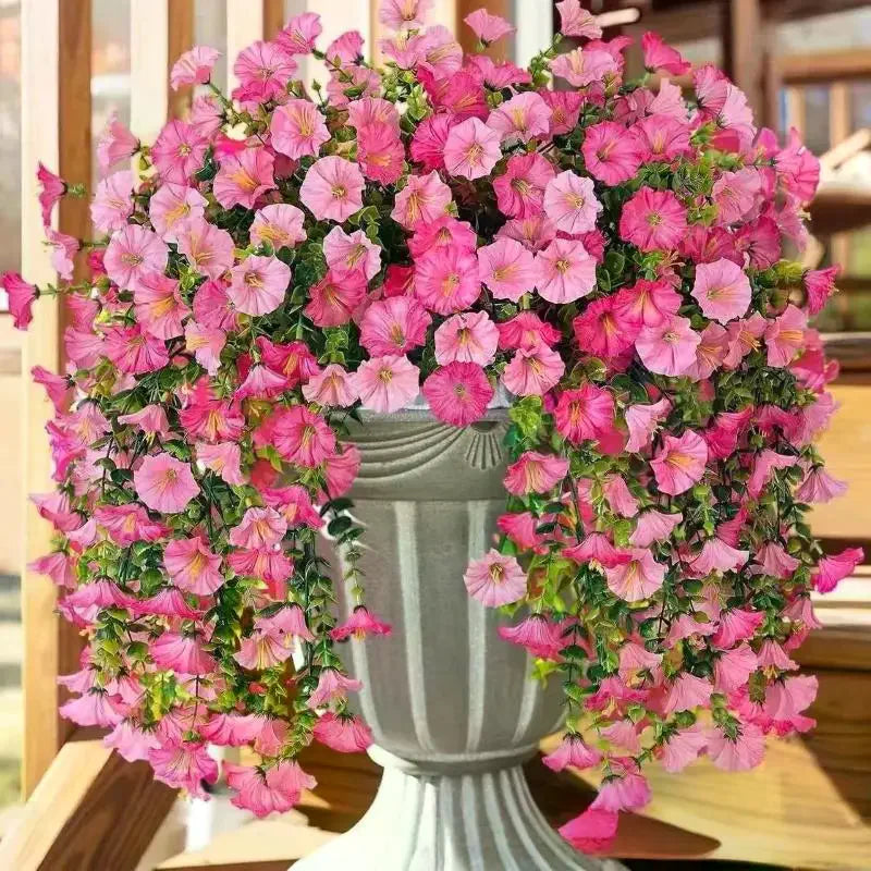2/4Pcs Versatile Outdoor UV-Resistant Artificial Morning Glory & Eucalyptus Hanging Decor Perfect For Home Garden And Weddings Qme