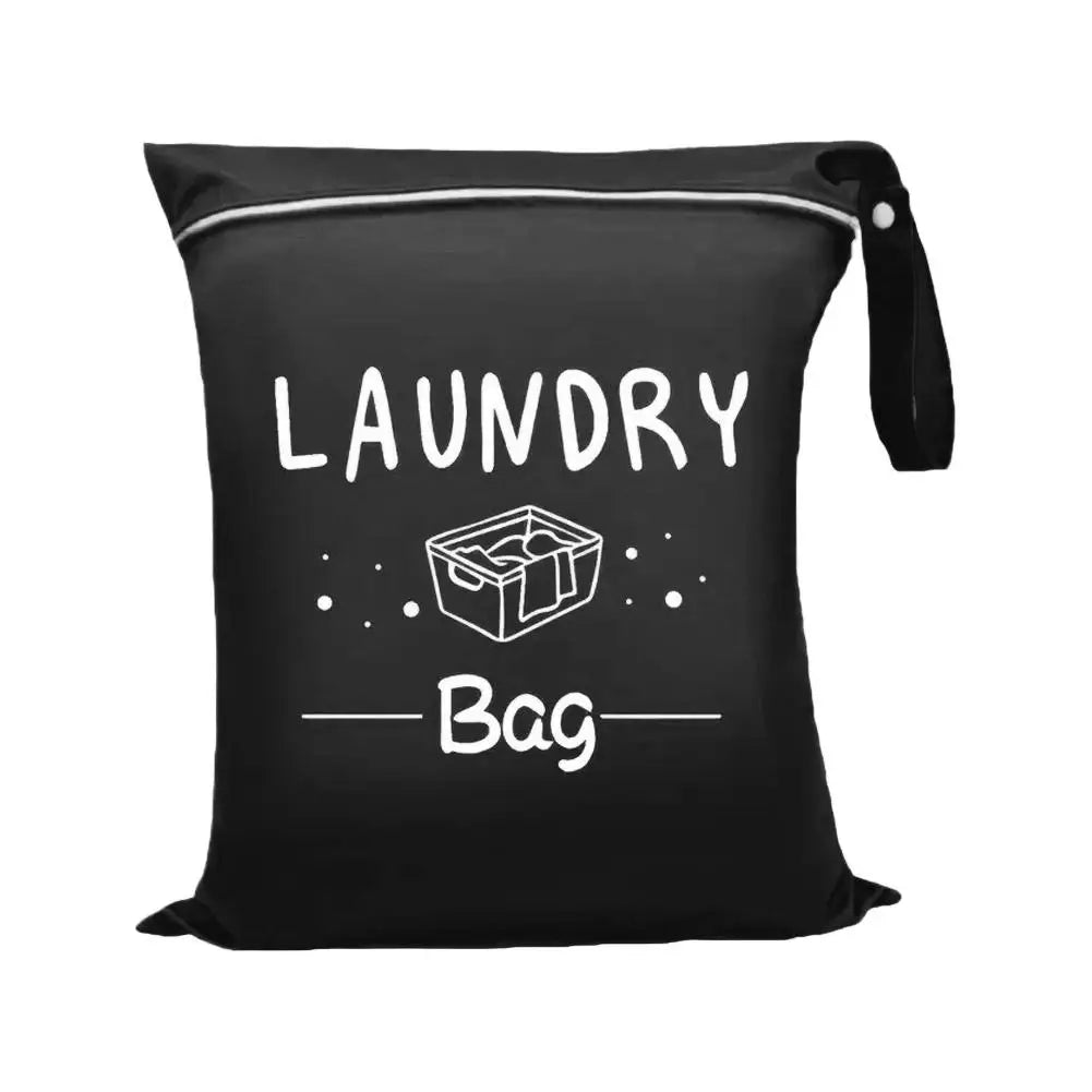Travel Laundry Bag with Zipper Waterproof Dirty Clothes Storage Pouch Portable Drawstring Laundry Organizer for Suitcase/Dorm Qme Black