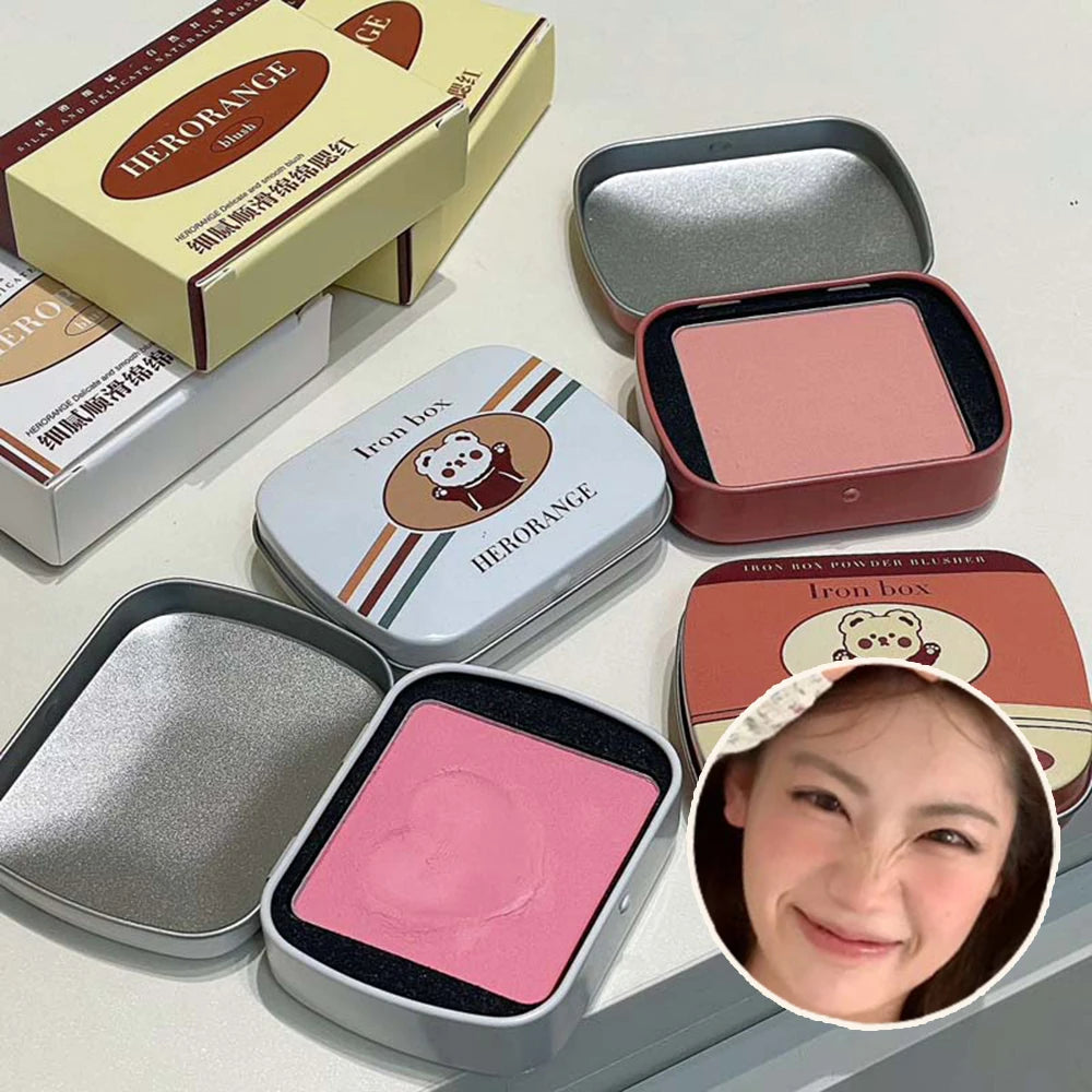 HERORANGE Delicate Smooth Blush Square Iron Box Monochrome Cream Qme