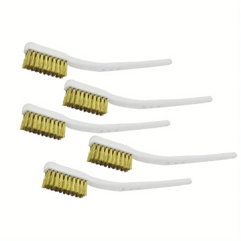 5Pcs 175mm Brass Wire Brush Mini Paint Rust Remover Steel Wire Brushes Industrial Metal Polishing Burring Cleaning Brush Qme