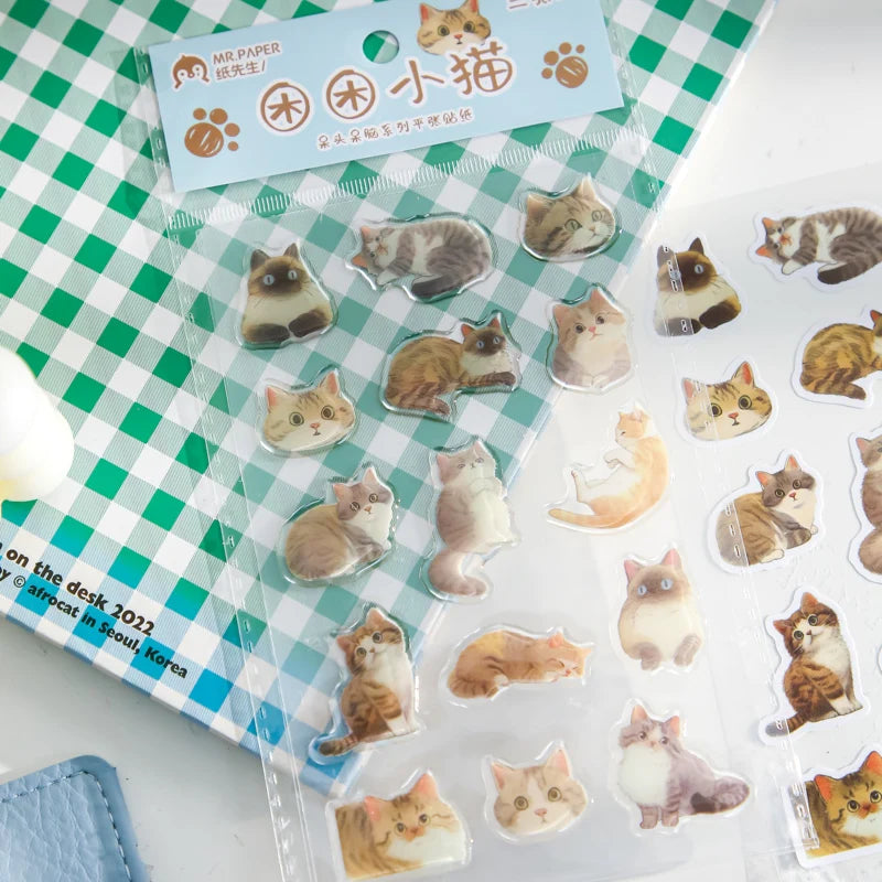 Mr. Paper Flat Paper Stickers Dumb and Brainy Series Cute Animals Gooka Hand Account Material Cut Film Irregular Stickers Qme
