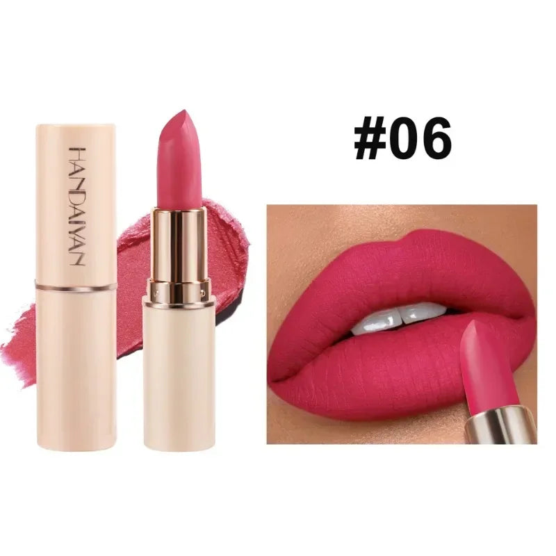 Deep Red Matte Lipstick 8 Colors Waterproof Non-stick Cup Lip Balm Makeup Dark Red Lipsticks Velvet Easy To Color Lips Cosmetics Qme 06
