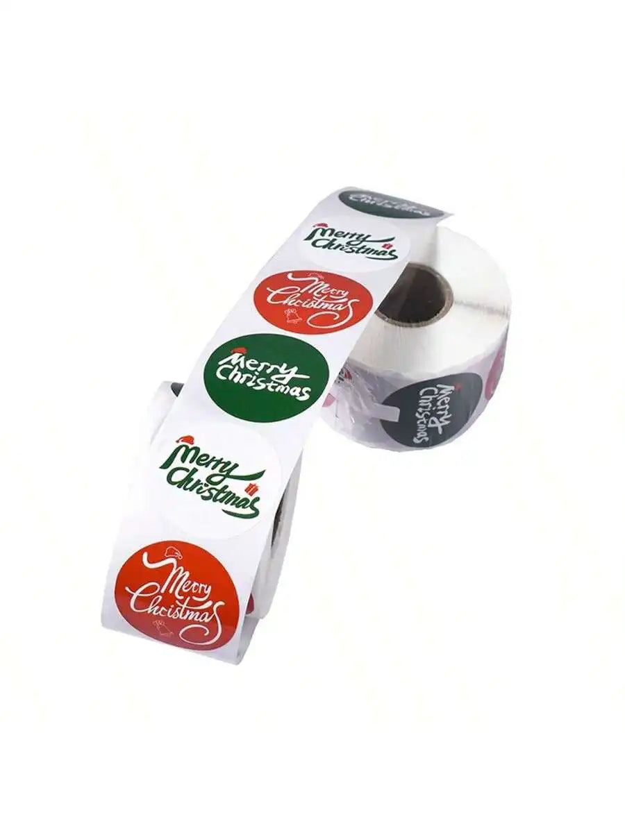 500 Sheets Roll Merry Christmas Stickers Label Suitable Homemade Qme Pure Word Style 380*261*236mm