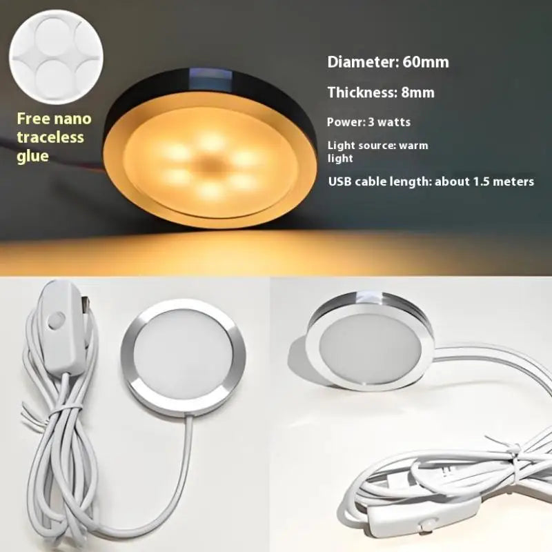 USB Circular Wltra-thin Aluminum Alloy Lamp 5V 3D Printer Accessories Qme Warm white