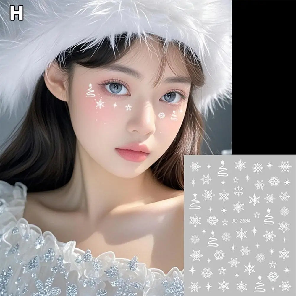 Face And Eye Makeup Stickers Christmas Face Snowflake Stickers 5D Witte Sneeuwvlok Ronde Tattoo Oogschaduw Stickers Qme H CN