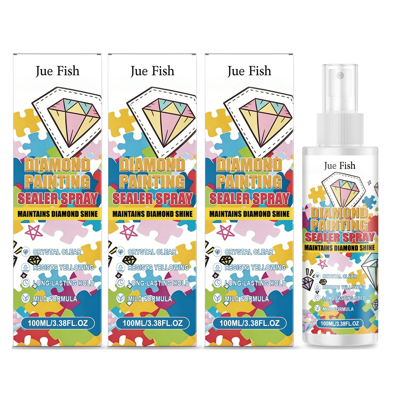 Diamond Painting Sealer Spray Anti-Yellowing Permanent Hold & Shine Effect Dustproof Diamond Art Crystal Clear Protective Spray Qme 3 x 100ML Boxed
