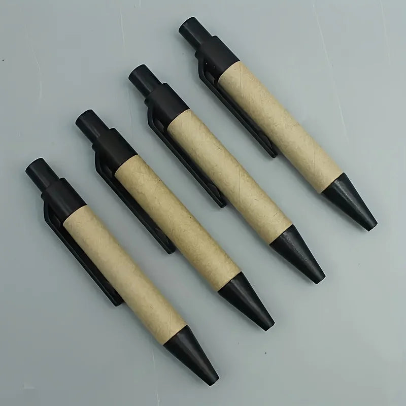 10pcs Eco-friendly Recycled Paper Ballpoint Pen Black Ink Writing Pen Office School Supplies Qme